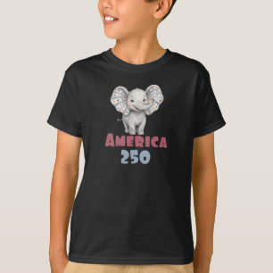 Kids America 250, Patriotic Elephant T-Shirt