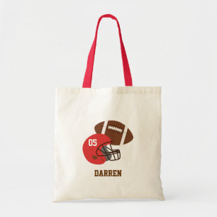 Kids American Football and Red Helmet Personalised Tote Bag