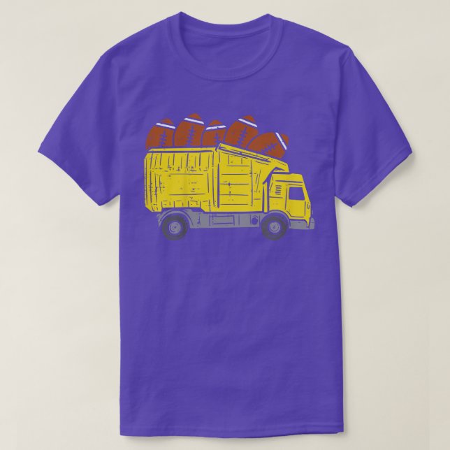 Kids American Football Dump Truck Cute Sports Boys T-Shirt (Design Front)