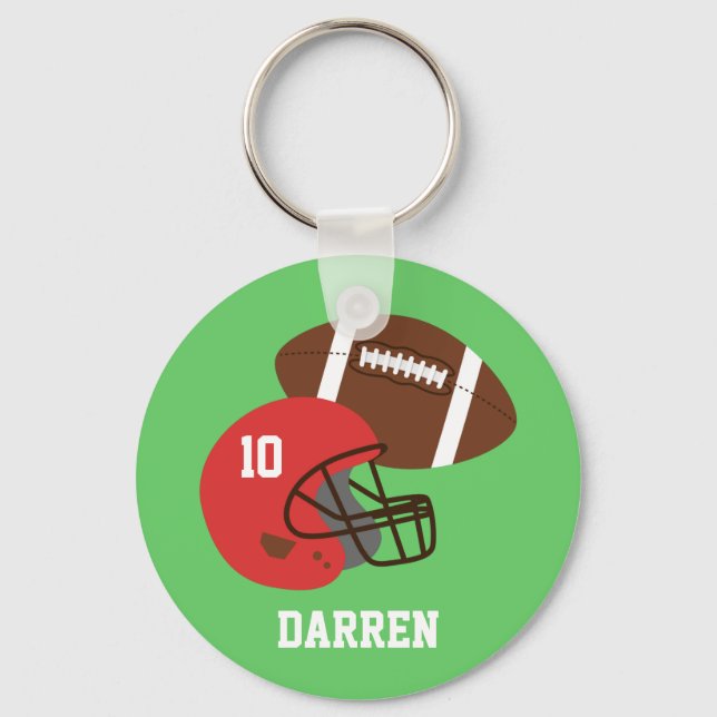 Kids American Football Helmet Name Key Ring (Front)