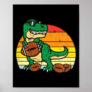 Kids American Footll Trex Retro Dinosaur Boys Kids Poster