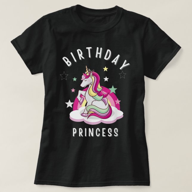 Kids and Adults Unicorn Birthday Princess Girls 55 T-Shirt (Design Front)