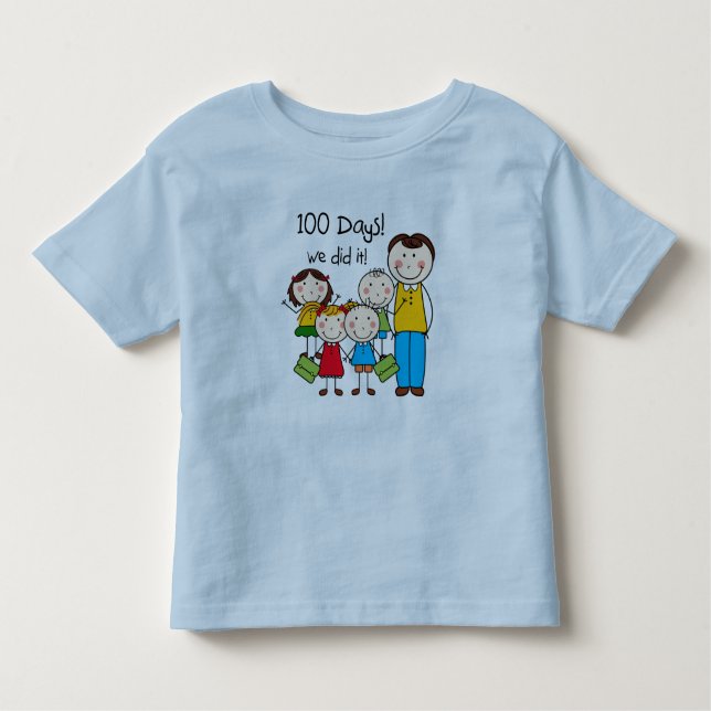 Kids and Male Teacher 100 Days Toddler T-Shirt (Front)
