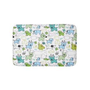 kids animal background pattern bath mat