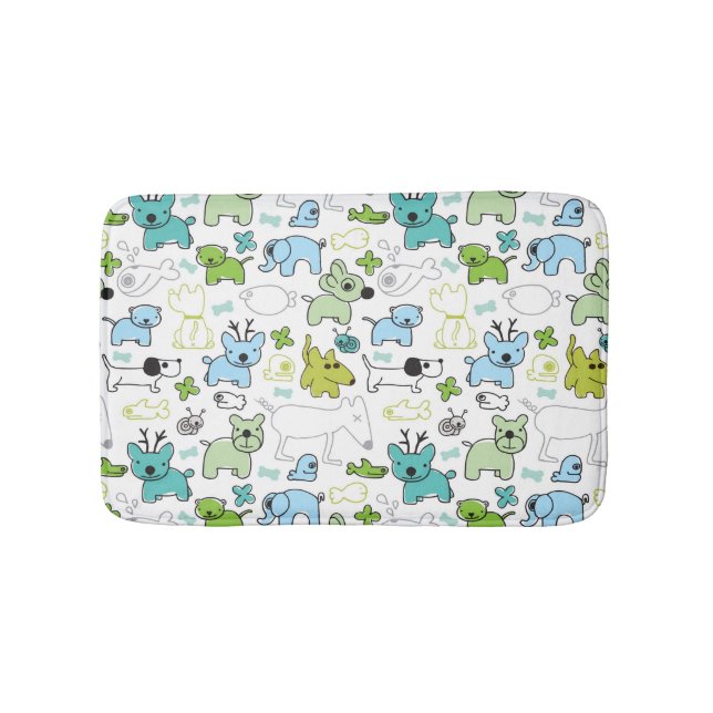 kids animal background pattern bath mat (Front)