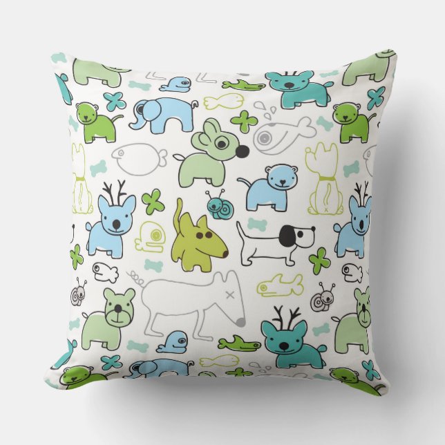 kids animal background pattern cushion (Front)