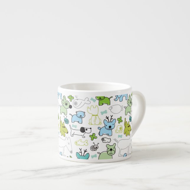 kids animal background pattern espresso cup (Front Right)