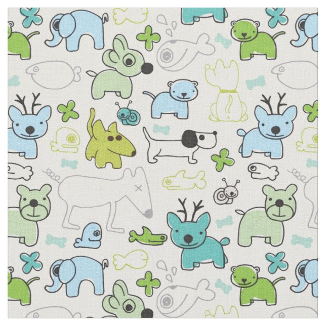 kids animal background pattern fabric (Close Up)