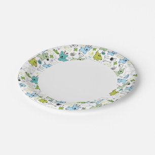 kids animal background pattern paper plate