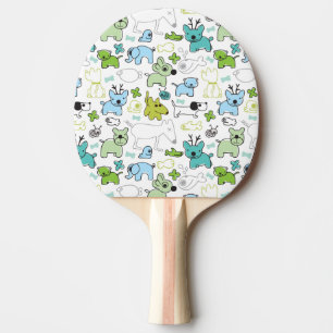 kids animal background pattern ping pong paddle
