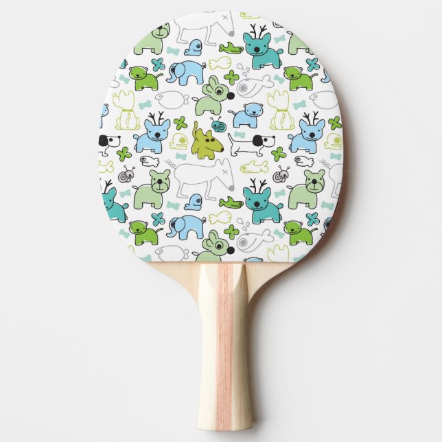 kids animal background pattern ping pong paddle (Front)