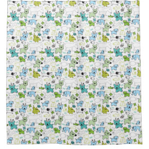 kids animal background pattern shower curtain