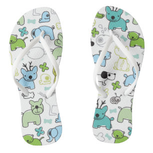 kids animal background pattern thongs