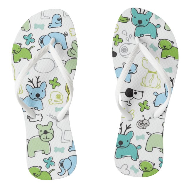 kids animal background pattern thongs (Footbed)