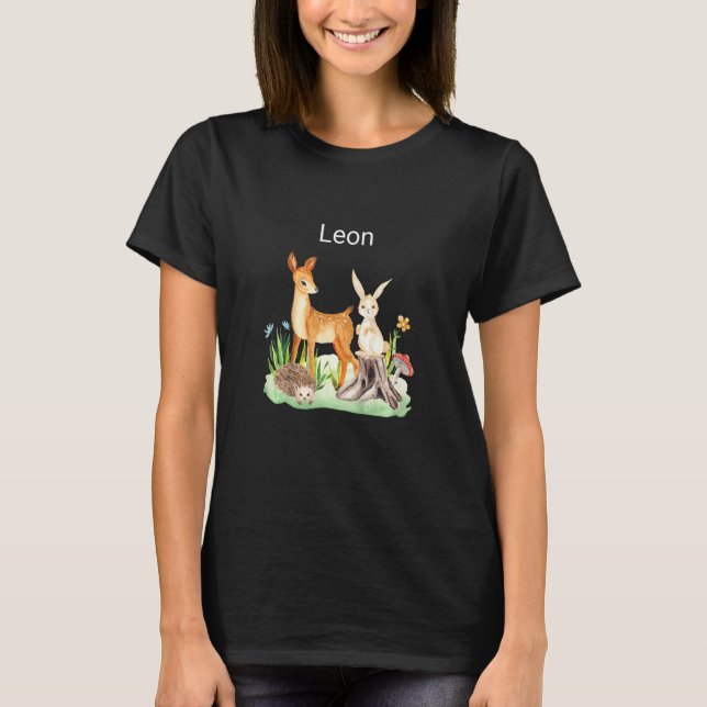Kids Animal deer rabbit hedgehog Leon T-Shirt (Front)