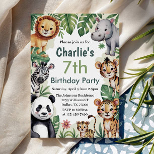 Kids Animal Jungle Birthday Party Invitation