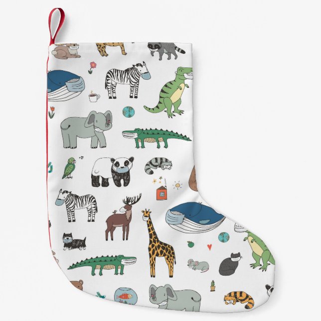 Kids' animal mask, virus pattern. small christmas stocking (Front)