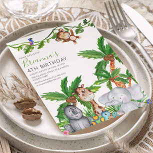 Kids Animal Safari Birthday Party Invitation