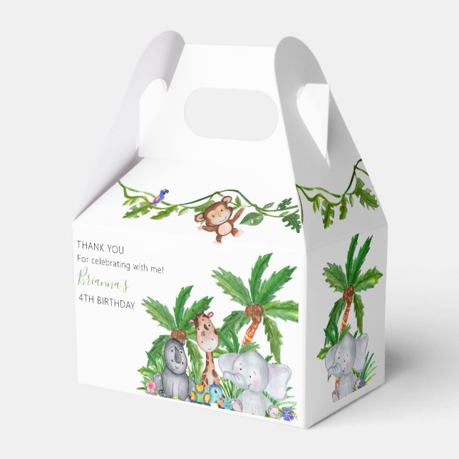 Kids Animal Safari Birthday Party Thank You Favour Box (Front Side)