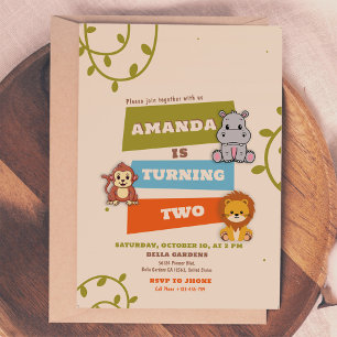 Kids Animal Safaring Jungle Birthday Invitation