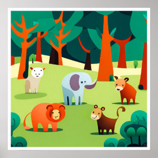 Kid's Animals Art Print