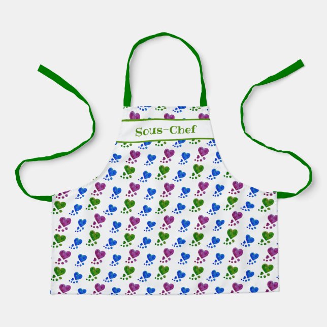 Kid's Apron - Abstract Acrylic Hearts (Front)