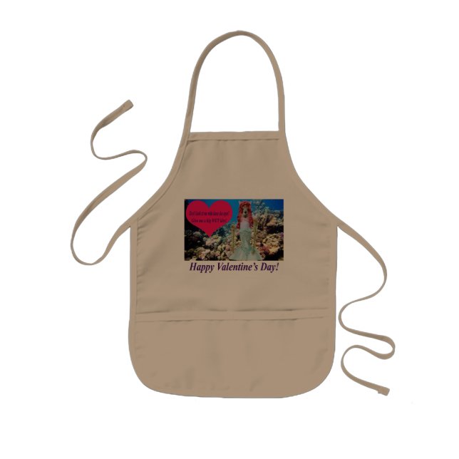 kids apron.  Happy Valentine's day.  doe/mermaid Kids Apron (Front)