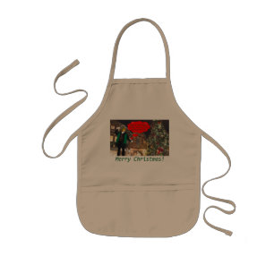 kids apron. Merry Christmas. bullfrog/caroler Apron