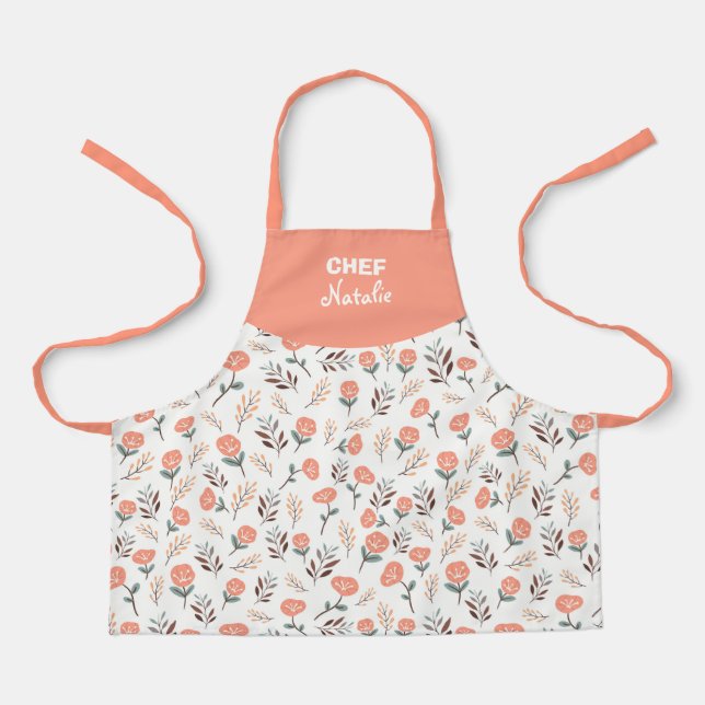Kids Apron Red Poppies + Name (Front)