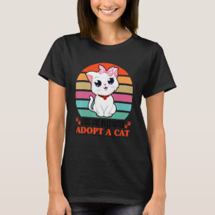 Kids Are Overrated Adopt A Cat   Cute Cat Dad Cat  T-Shirt