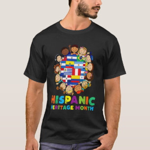 Kids Around Globe Hispanic Flags Heritage Month Bo T-Shirt
