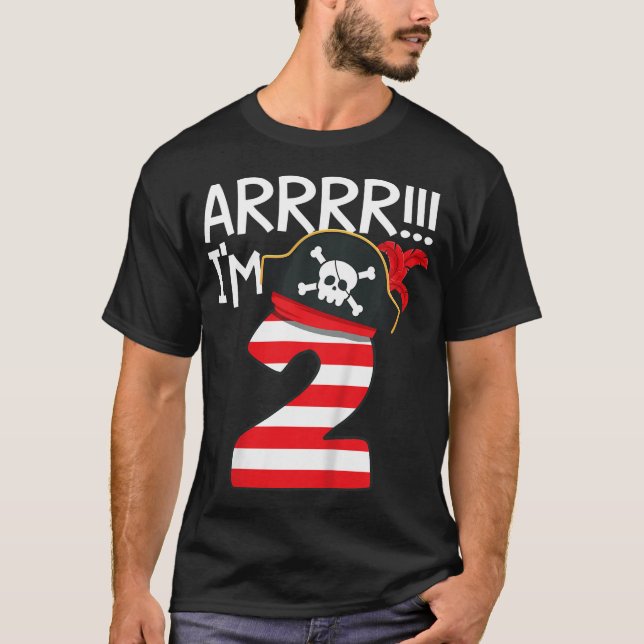 Kids Arrr I'M 2 Cool Pirate Theme 2Nd Birthday  T-Shirt (Front)