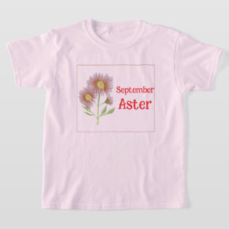 Kids Art Aster Flower September Birthday T-Shirt