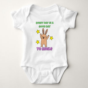 Kids Art Every Day Is A Good Day To Smile Bunny  Baby Bodysuit