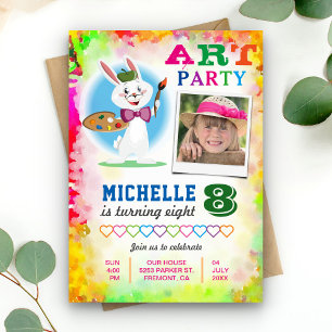 Kids Art Party Painting Birthday Photo Invitation