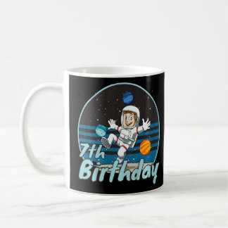 Kids Astronaut 7th Birthday Space Kids Party Plane Coffee Mug
