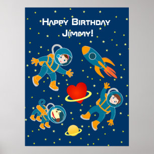 Kids Astronauts love Space Travel Poster