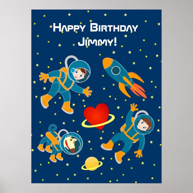 Kids Astronauts love Space Travel Poster (Front)