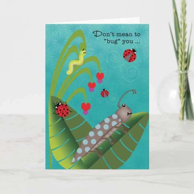 Kids at Summer Camp Funny Bugs Thinking of You Card (Front)