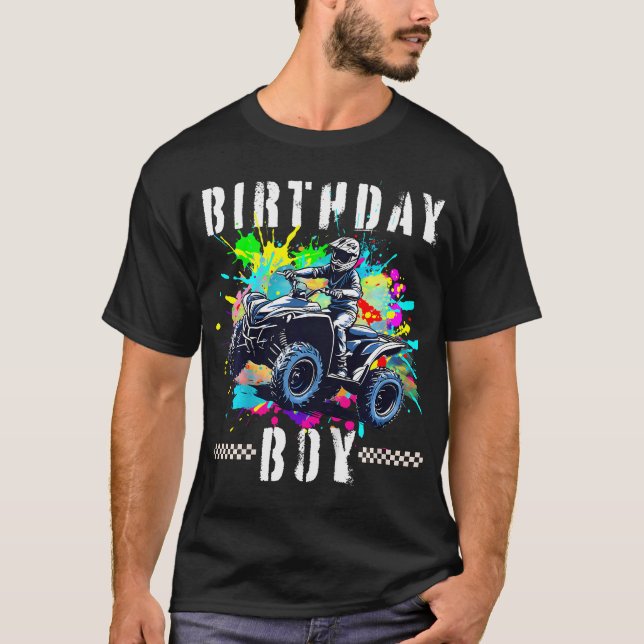 Kids Atv Birthday Boy 4 Wheeler Quad Atv Birthday  T-Shirt (Front)