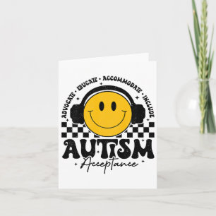 Kids Autism Awareness Acceptance Smile Face Autist Card