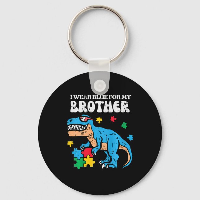 Kids Autism Awareness Blue For My Brother Trex Tod Key Ring (Front)