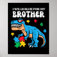 Kids Autism Awareness Blue For My Brother Trex Tod