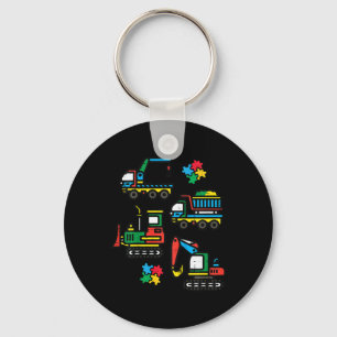 Kids Autism Awareness Construction Trucks Excavato Key Ring