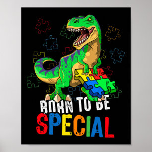 Kids Autism Awareness Dino Autism Toddler Boys Din Poster