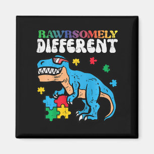 Kids Autism Awareness Dino Rawrsomely Different Tr Magnet
