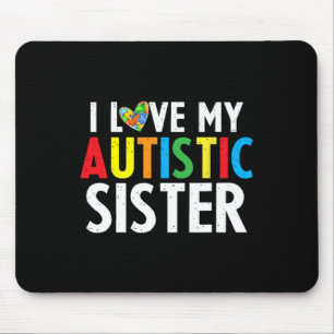 Kids Autism Awareness I Love My Sister Puzzle Piec Mouse Pad