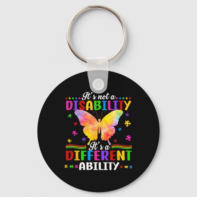 Kids Autism Awareness It’s A Different Ability Inc Key Ring (Front)