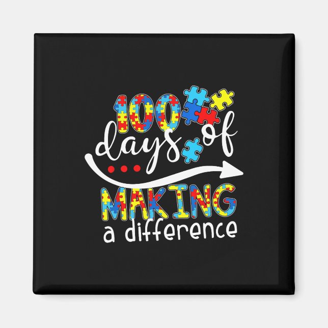 Kids Autism Awareness Making Differences 100 Days  Magnet (Front)