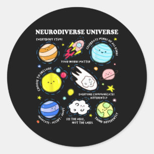 Kids Autism Awareness Neurodiverse Universe Neurod Classic Round Sticker